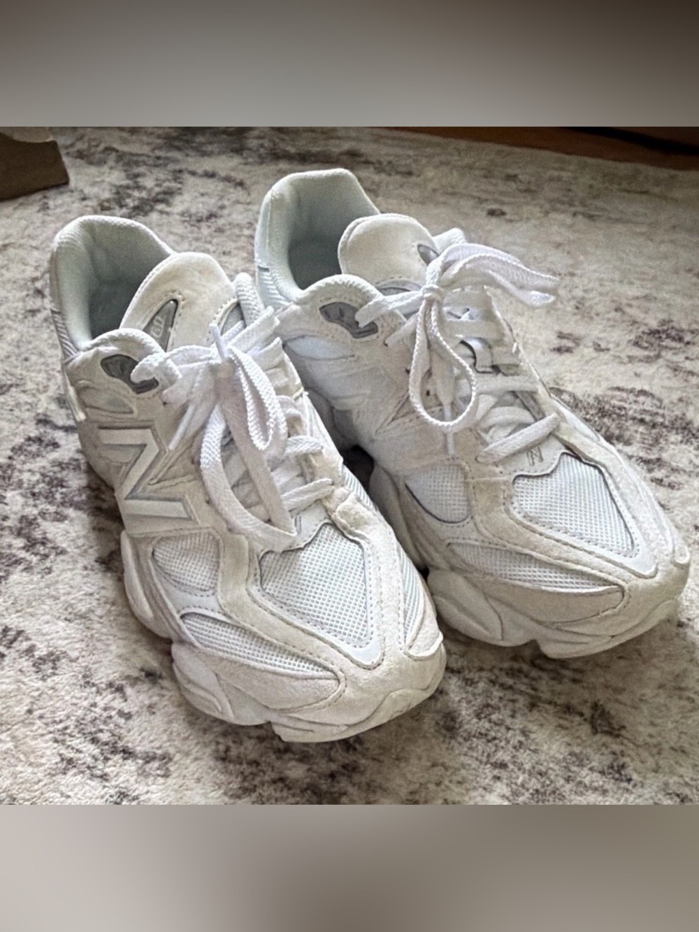 New Balance Women's White Mesh & Suede Sneakers